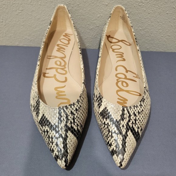 Sam Edelman Shoes - Sam Edelman Leather Snakeskin Flats Pointed Toe